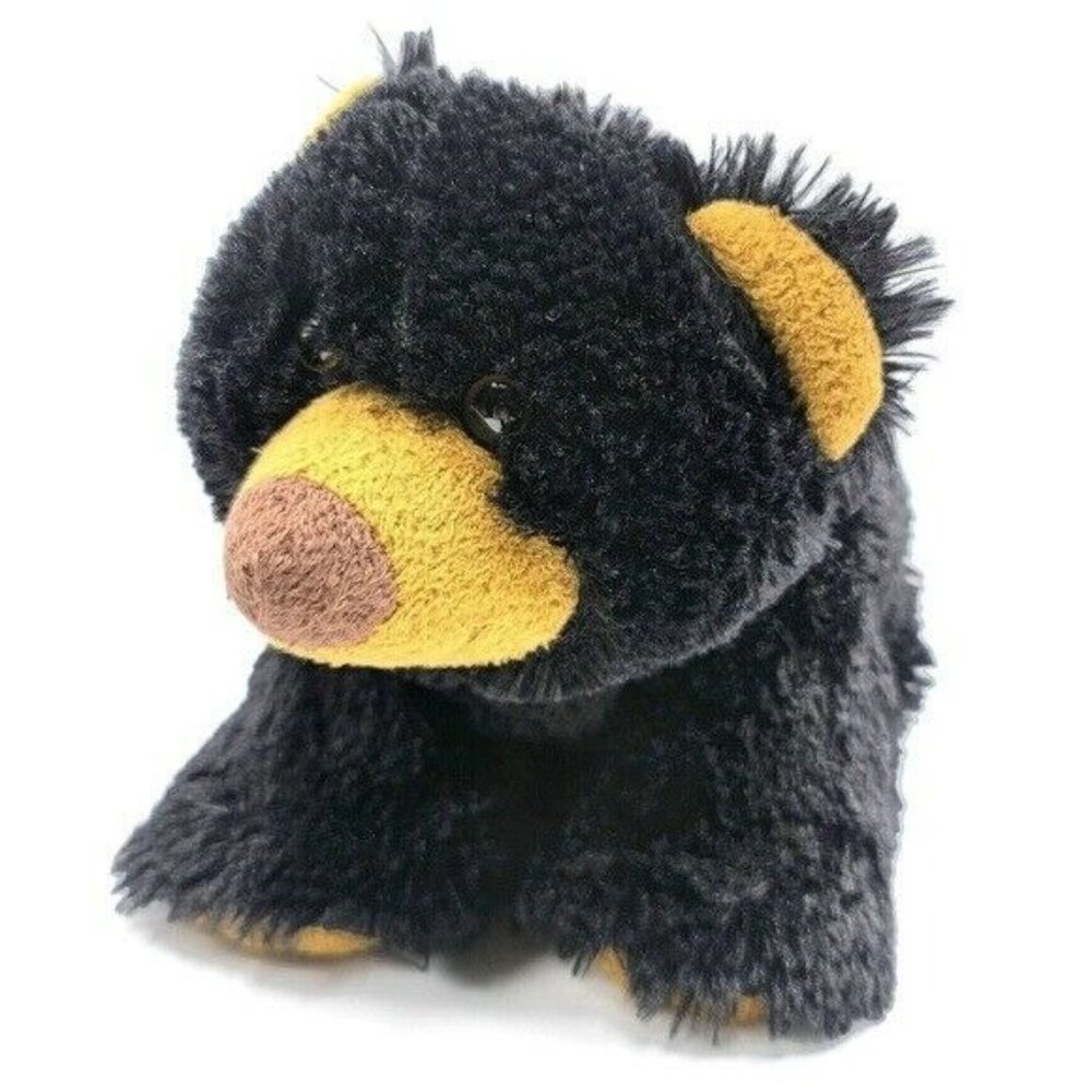 Kika Black Bear Plush Stuffed Animal Toy 15" Brown Yellow Ears Zoo National Park